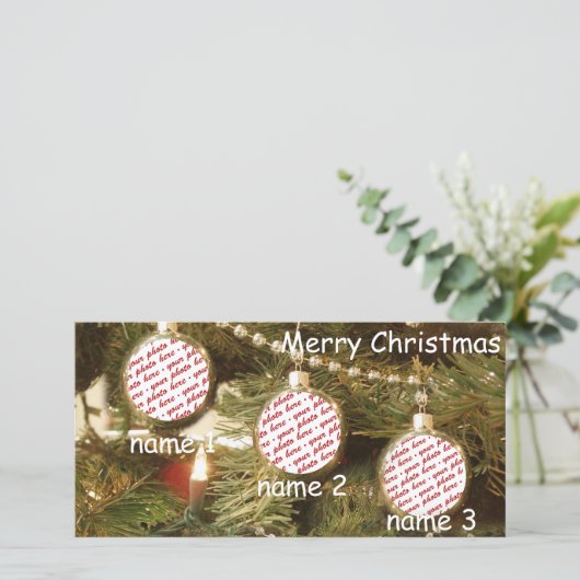 クリスマスオーナメント（3枚の写真を追加） シーズンカード (スタンド正面)