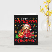 クリスマスオーナーのサンタ犬のアポが欲しい カード (黄色い花)