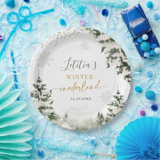 クリスマスオーネダーランドウィンターフォレストファースト誕生日 ペーパープレート (パーティー)