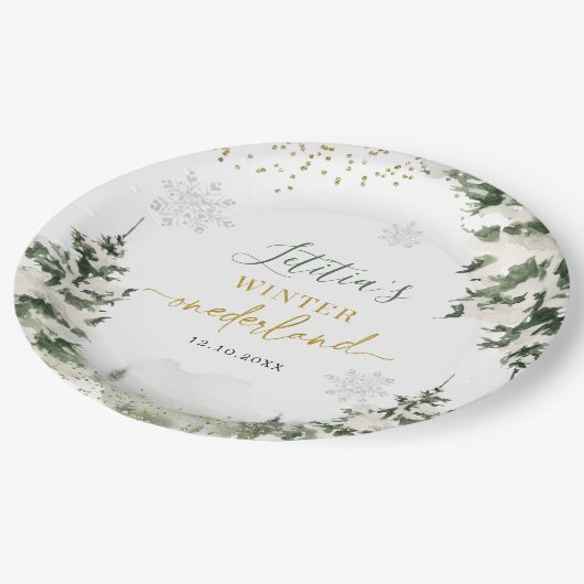 クリスマスオーネダーランドウィンターフォレストファースト誕生日 ペーパープレート (アングル)