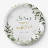 クリスマスオーネダーランドウィンターフォレストファースト誕生日 ペーパープレート (正面)