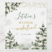 クリスマスオーネダーランドウィンターフォレストファースト誕生日 ワインラベル (シングルラベル)