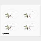 クリスマスオーバルアドレスのステッカー – 松の枝 楕円形シール (シート)