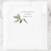 クリスマスオーバルアドレスのステッカー – 松の枝 楕円形シール (バッグ)