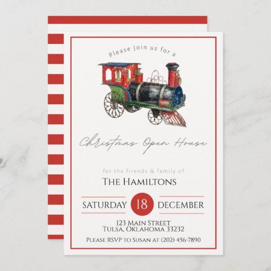 クリスマスオープンハウスアンティークトレイン招待状 招待状 (正面/裏面)