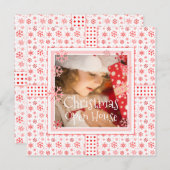 クリスマスオープンハウススノーフレーク写真テンプレート 招待状 (正面/裏面)