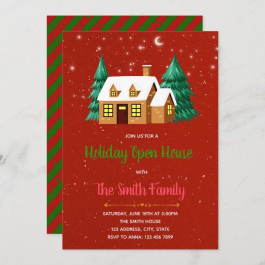クリスマスオープンハウスパーティの招待状 招待状 (正面/裏面)