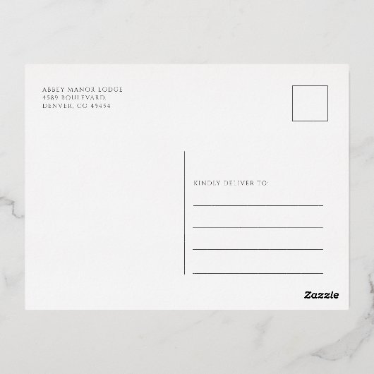 クリスマスオープンハウスボタニカル金ゴールド 箔シーズンポストカード (裏面)