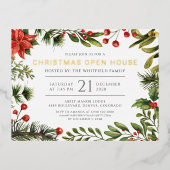 クリスマスオープンハウスボタニカル金ゴールド 箔シーズンポストカード (正面)