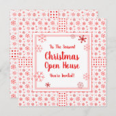 クリスマスオープンハウスレッドスノーフレーク招待状 招待状 (正面/裏面)
