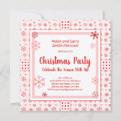 クリスマスオープンハウスレッドスノーフレーク招待状 招待状 (裏面)