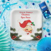 クリスマスオープンハウスヴィンテージサンタクロース ペーパープレート (パーティー)