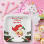 クリスマスオープンハウスヴィンテージサンタクロース ペーパープレート (パーティー)