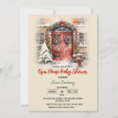 クリスマスオープンハウス編集可能テンプレートベビーシャワー 招待状 (正面)