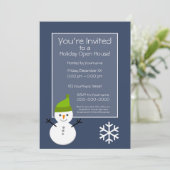 クリスマスオープンハウス – 雪だるまネイビーブルー 招待状 (スタンド正面)