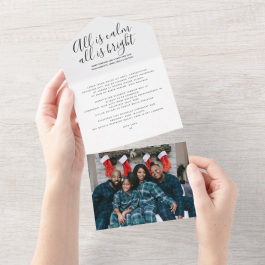 クリスマスオールは穏やかなパーソナライズされたホリデーカード オールインワン招待状 (貼ってはがせる)