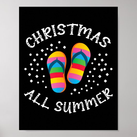 クリスマスオールサマーサンタビーチビーチサンダル夏 ポスター (正面)