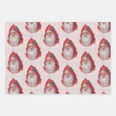 クリスマスオールドスタイルヴィンテージサンタクロースパターン ラッピングペーパーシート (正面3)