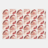 クリスマスオールドスタイルヴィンテージサンタクロースパターン ラッピングペーパーシート (正面2)