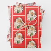 クリスマスオールドスタイルヴィンテージサンタクロースパターン ラッピングペーパーシート (インサイチュ)