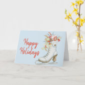 クリスマスオールドファッションドアイススケートグリーティングカード カード (黄色い花)