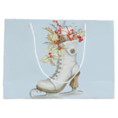 クリスマスオールドファッションドアイススケート抱き枕 ラージペーパーバッグ (裏面)