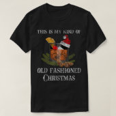 クリスマスオールドファッションドウイスキーバーボンブランディコック Tシャツ (デザイン正面)