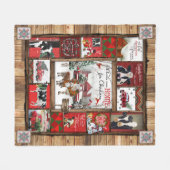 クリスマスオール来ハートホーおもしろいムカウズクリスマス フリースブランケット (正面(横))