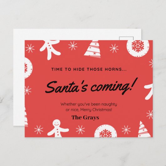 クリスマスカおもしろいーユーモアのあるド  ポストカード (正面/裏面)