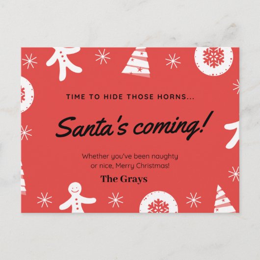 クリスマスカおもしろいーユーモアのあるド  ポストカード (正面)