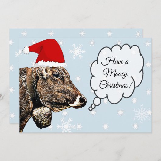 クリスマスカウクリスマスおもしろいカードを持っている シーズンカード (正面/裏面)