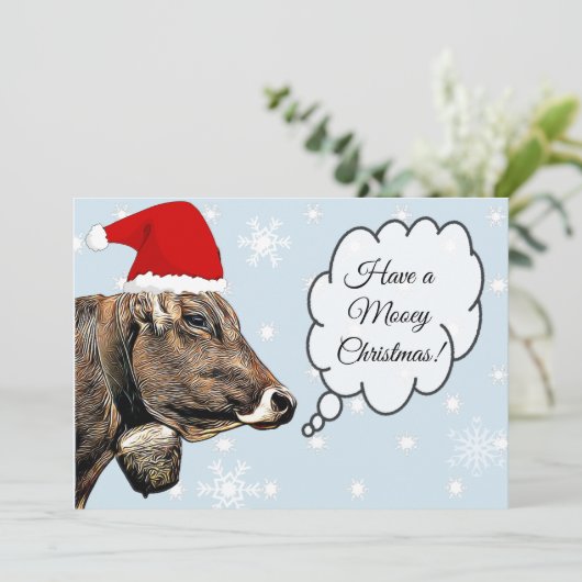 クリスマスカウクリスマスおもしろいカードを持っている シーズンカード (スタンド正面)