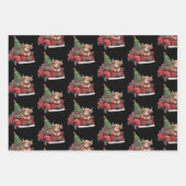 クリスマスカウハイランド牛のトラックファームクリスマス ラッピングペーパーシート (正面)