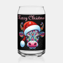 クリスマスカウブルサンタハットメキシカン ガラス缶