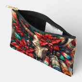 クリスマスカウブルスカルポインセティアスフェザー アクセサリーポーチ (見開き)