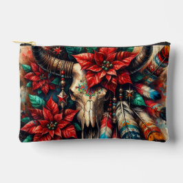 クリスマスカウブルスカルポインセティアスフェザー アクセサリーポーチ