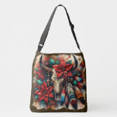 クリスマスカウブルスカルポインセティアスフェザー クロスボディバッグ (裏面)