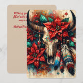 クリスマスカウブルスカルポインセティアスフェザー シーズンカード (正面/裏面)