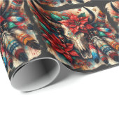 クリスマスカウブルスカルポインセティアスフェザー ラッピングペーパー (ロールコーナー)