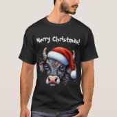 クリスマスカウブルw/サンタハットメキシコフォーク帽子 tシャツ (正面)