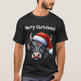 クリスマスカウブルw/サンタハットメキシコフォーク帽子 tシャツ