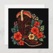 クリスマスカウボーイのブーツの休日グリーティングカード シーズンカード (正面/裏面)