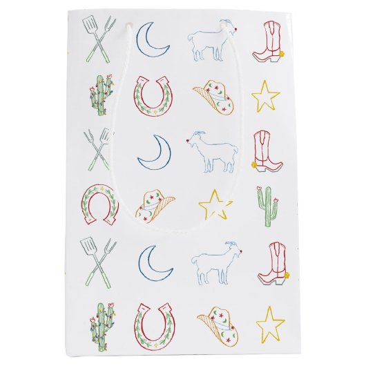 クリスマスカウボーイウェスタンカントリークリスマス ミディアムペーパーバッグ (正面)