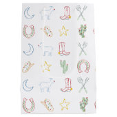 クリスマスカウボーイウェスタンカントリークリスマス ミディアムペーパーバッグ (裏面)