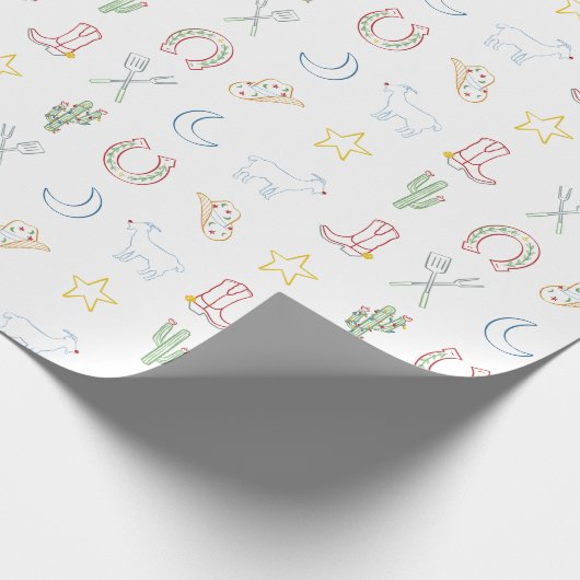 クリスマスカウボーイウェスタンカントリークリスマス ラッピングペーパー (角)