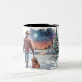 クリスマスカウボーイギターコーヒーカップ ツートーンマグカップ (中央)