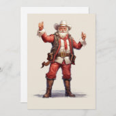 クリスマスカウボーイサンタクロースヴィンテージ シーズンカード (正面/裏面)