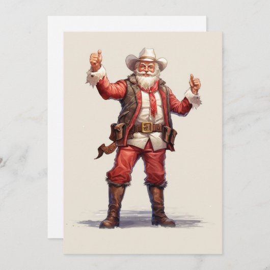 クリスマスカウボーイサンタクロースヴィンテージ シーズンカード (正面/裏面)