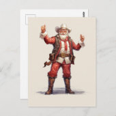 クリスマスカウボーイサンタクロースヴィンテージ ポストカード (正面/裏面)