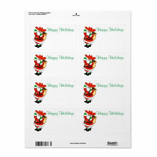 クリスマスカウボーイサンタラベルまたは名前タグテンプレート ラベル (フルシート)